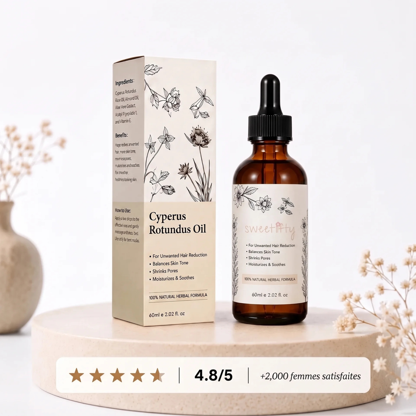 Huile pour réduire les poils – Formule 100 % naturelle